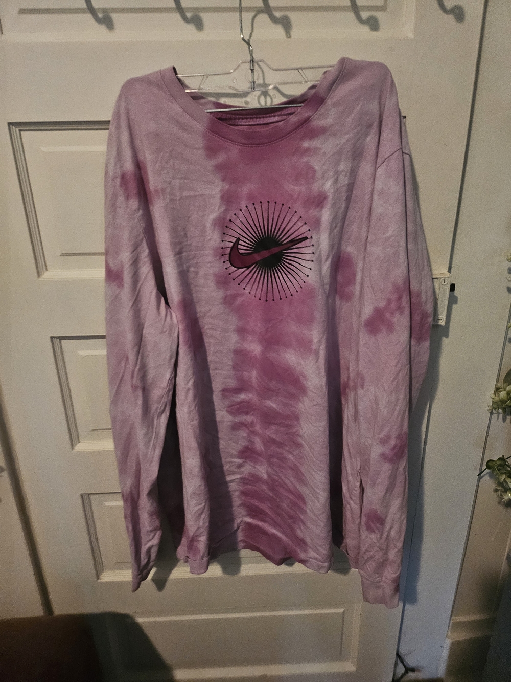 Nike Purple Tie-Dye Long Sleeve Crewneck Top